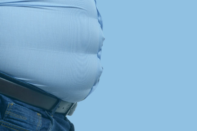Obese man's belly close up