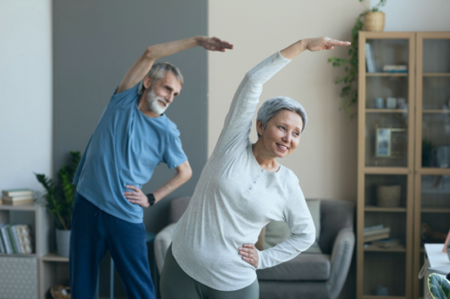 Man and woman exercising