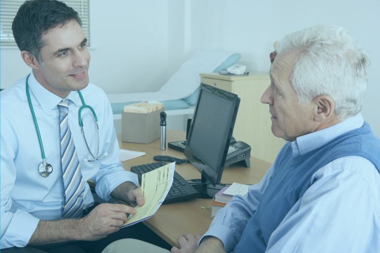 Older man in consultation with doctor