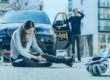 Woman in accident holding broken knee